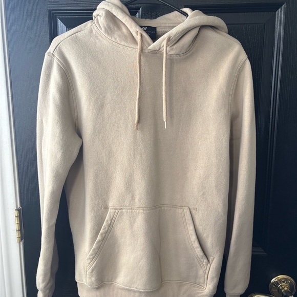 H&M Tan Sweatshirt with Drawstring Hood and Ribbed Cuffs - Picture 1 of 4